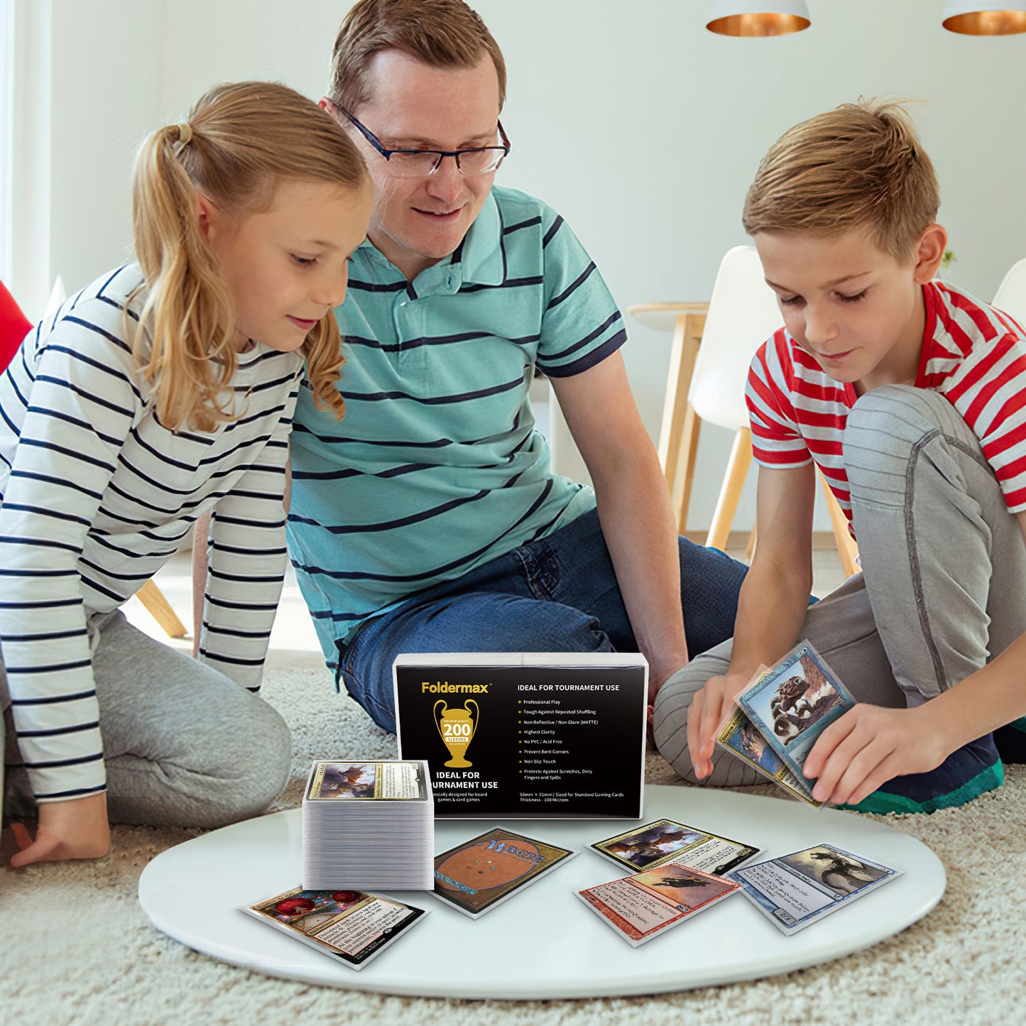 Foldermax 200 Sleeves/Clear Standard Size Board Game Trading Card Sleeves Deck Protector for MTG Baseball, Dropmix