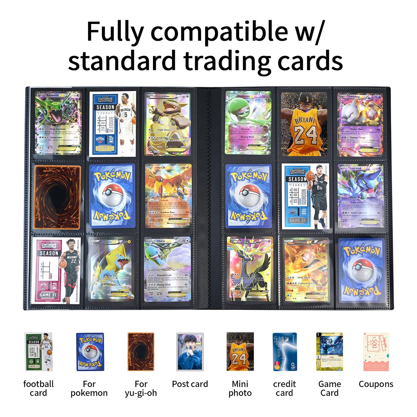 Card Binder - 9 Pocket Trading Card Album Folder - 360 Side Loading Pocket Binder for TCG