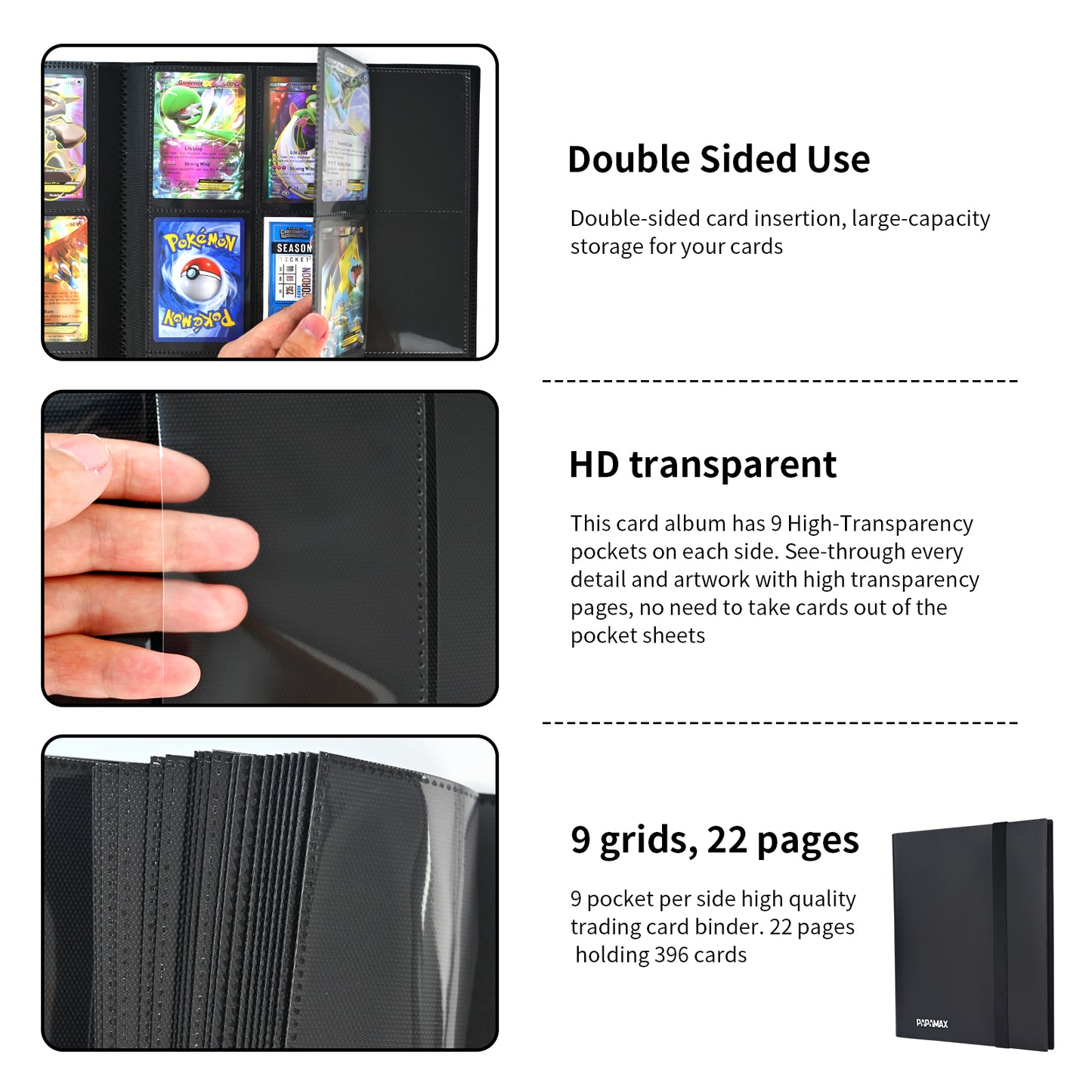 Card Binder - 9 Pocket Trading Card Album Folder - 360 Side Loading Pocket Binder for TCG