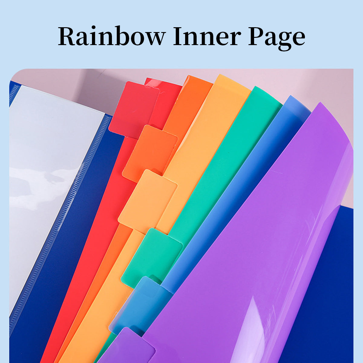 6 Pocket Expanding File Folder, File Organizer, Letter Size Hold 80 Sheets, Plastic Rainbow Lining, Colored Filing Folder Designed for Home, Office, School