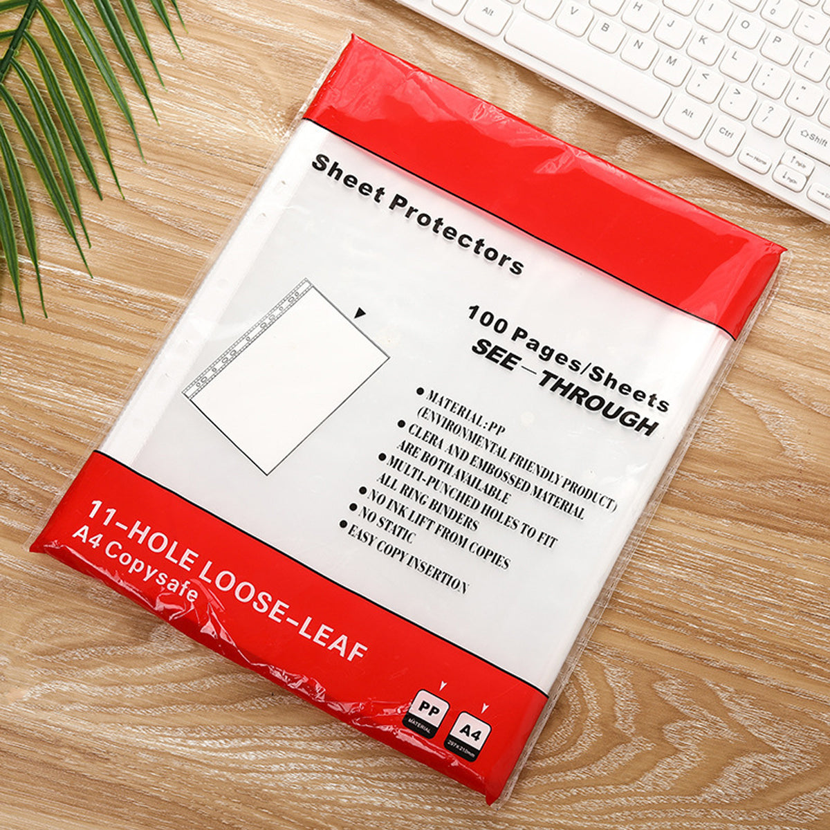 100 Pack Clear Sheet Protectors 9.4 x 12Inch,Plastic Page Protectors Sheet Reinforced 11-Hole, Page Protectors for 3 Ring Binder, Clear Protector, Letter Size, Top Loading, Acid Free