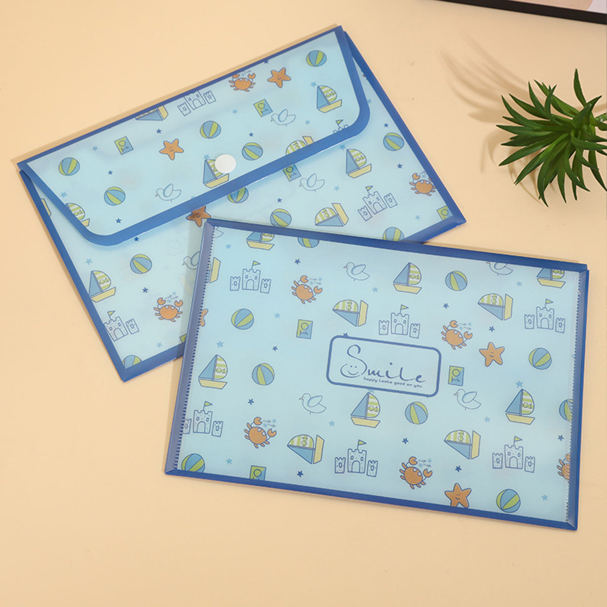 2Pcs PP Document Folders Filing Envelopes Plastic Envelopes File Holder Filing Document Poly Envelope with Snap Button Closure for A5 Letter Paper Size