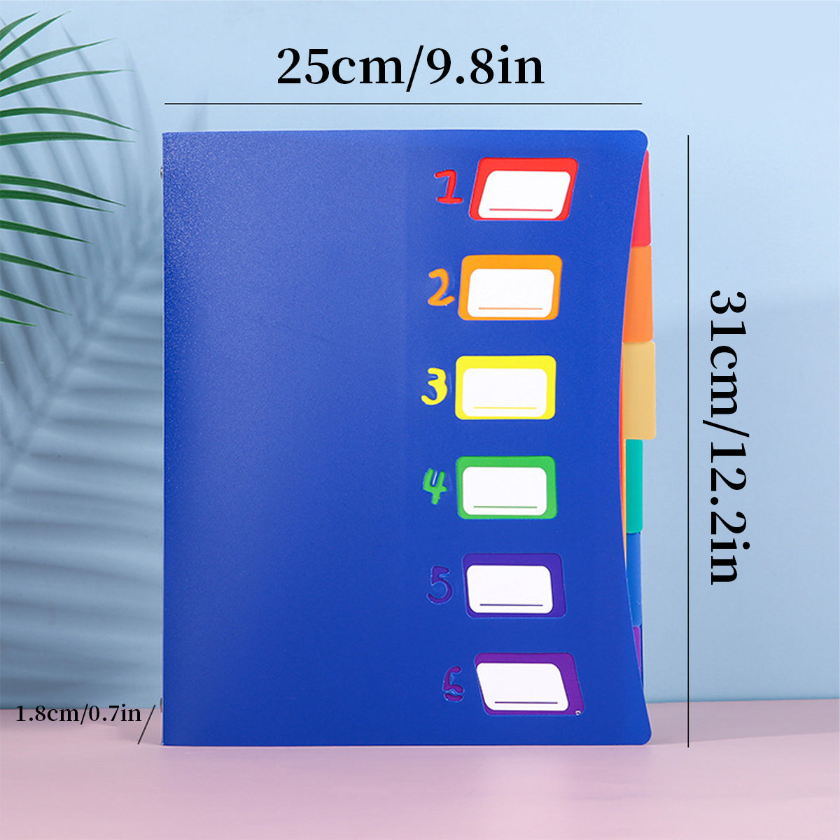 6 Pocket Expanding File Folder, File Organizer, Letter Size Hold 80 Sheets, Plastic Rainbow Lining, Colored Filing Folder Designed for Home, Office, School