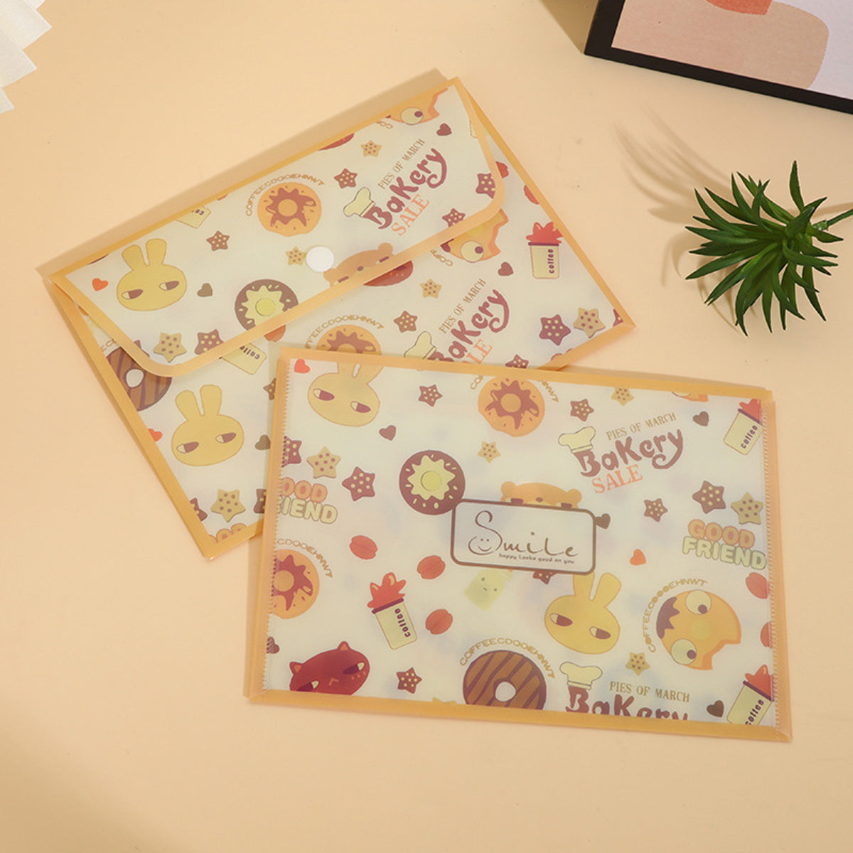 2Pcs PP Document Folders Filing Envelopes Plastic Envelopes File Holder Filing Document Poly Envelope with Snap Button Closure for A5 Letter Paper Size
