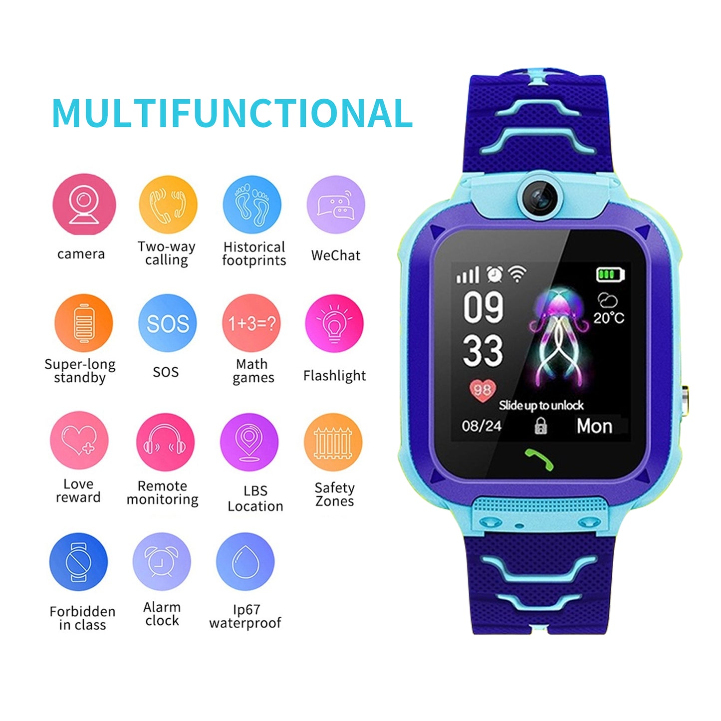 Smartwatch With GPS Tracker Texting And Calling,Smart Watch For Kids,With Two-Way Call SOS Anti-Lost Games Camera, Child Cellphone Watch School Class Gifts,4-12 Years Girls Boys Gifts