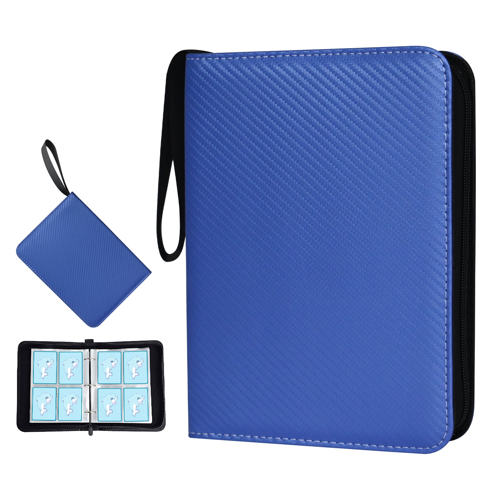 Card Binder 4-Pocket, 400 Pockets Card Holder with 50 Sleeves blue Card collections store Card Binder 4-Pocket, 400 Pockets Card Holder with 50 Sleeves blue Card collections store