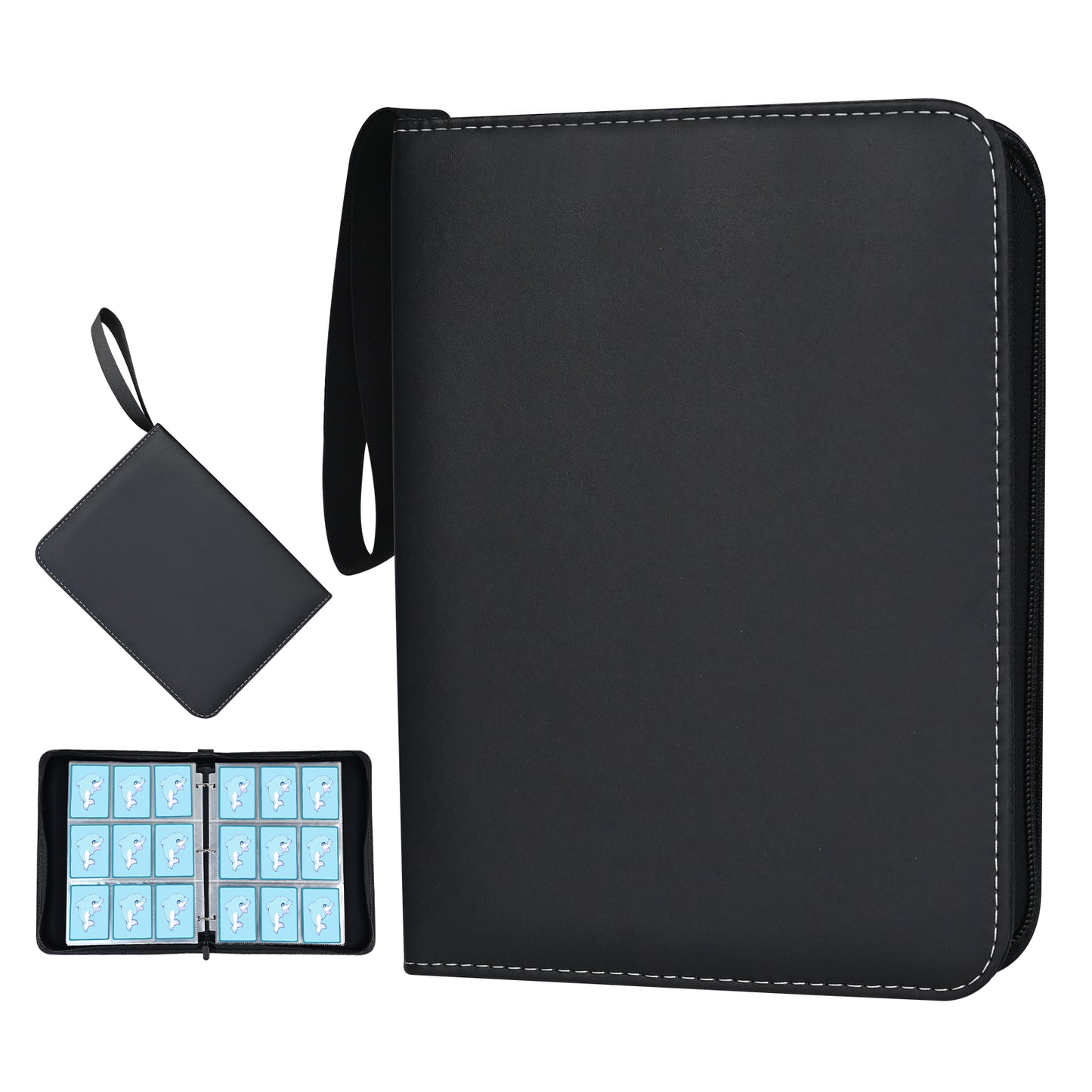 9-Pocket Binder for Pokemon Cards with Sleeves, Card Holder Binder for Pokémon Trading Cards, Holds Up to 900 Standard Size Cards, 50 Pcs Pages Card Album with Zipper Carrying Case