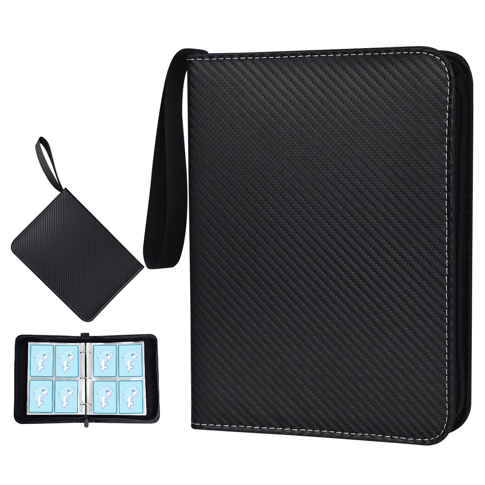 Card Binder 4-Pocket, 400 Pockets Card Holder with 50 Sleeves black Card collections store Card Binder 4-Pocket, 400 Pockets Card Holder with 50 Sleeves black Card collections store