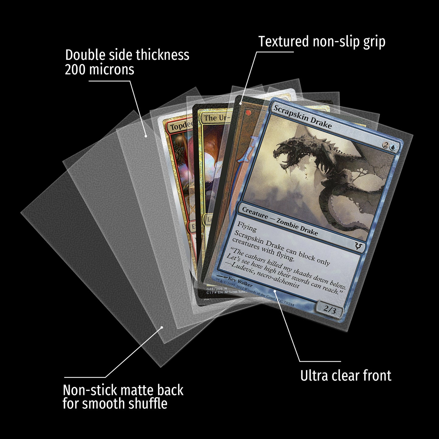 Foldermax 200 Sleeves/Clear Standard Size Board Game Trading Card Sleeves Deck Protector for MTG Baseball, Dropmix