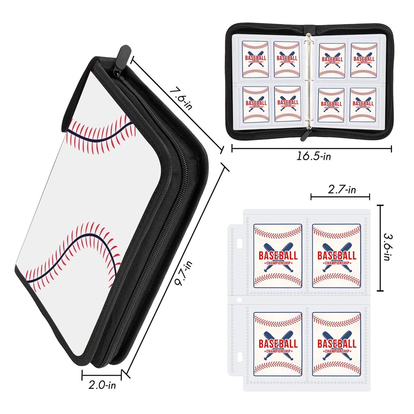 Baseball Card Binder Sleeves for Trading Cards, Baseball Card Sleeves Card Holder Protectors Set for Football Cards and Sports Cards (Holds Up to 400)