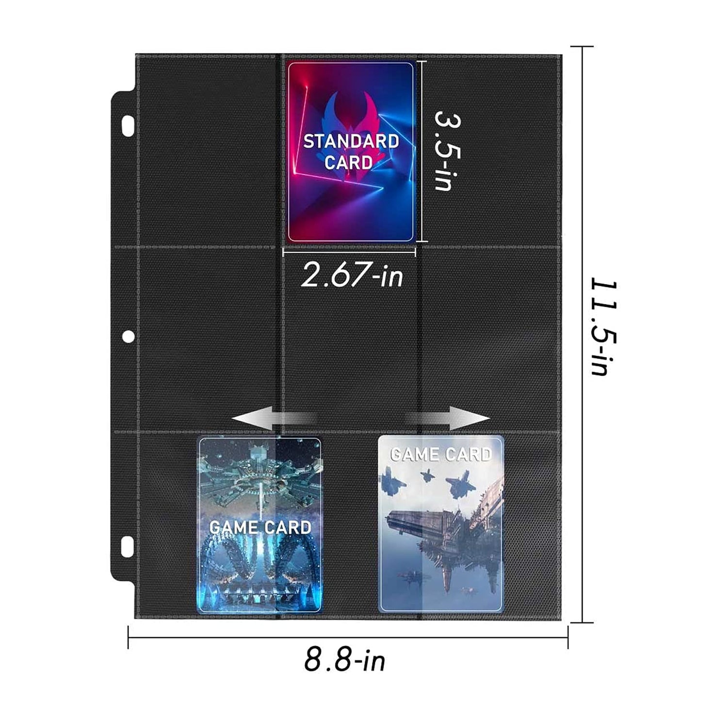 50 Pockets Trading Card Sleeves Binder, Baseball Card Binder Sleeves fit for MTG, Yugioh Cards, Standard Size Sports Card, 3 Ring Binder Card Holder Protector