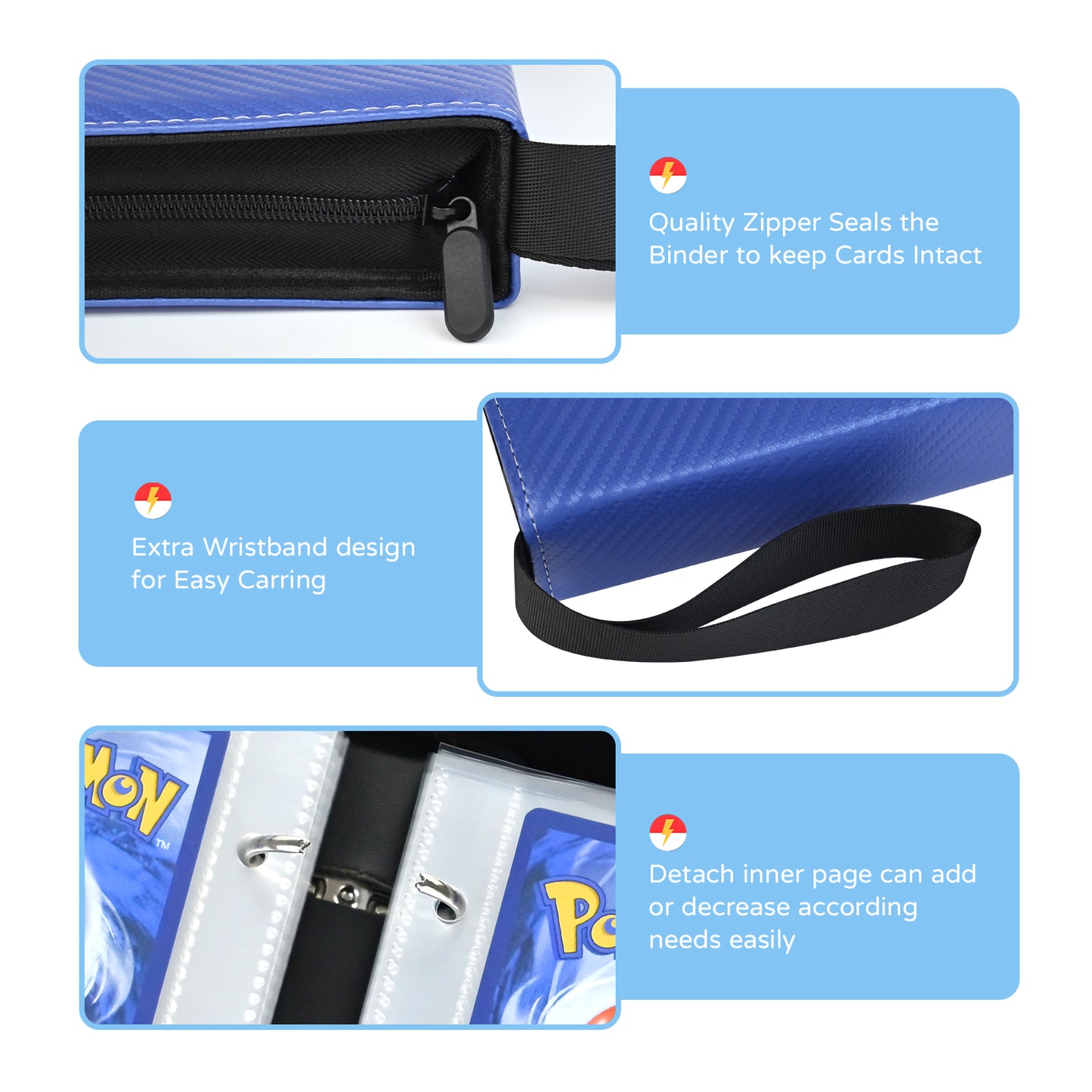 9-Pockets Trading Card Binder with Sleeves,Card Binder Collect Holder Case,900 Pockets Zipper Binder Case Album for Boys Girls