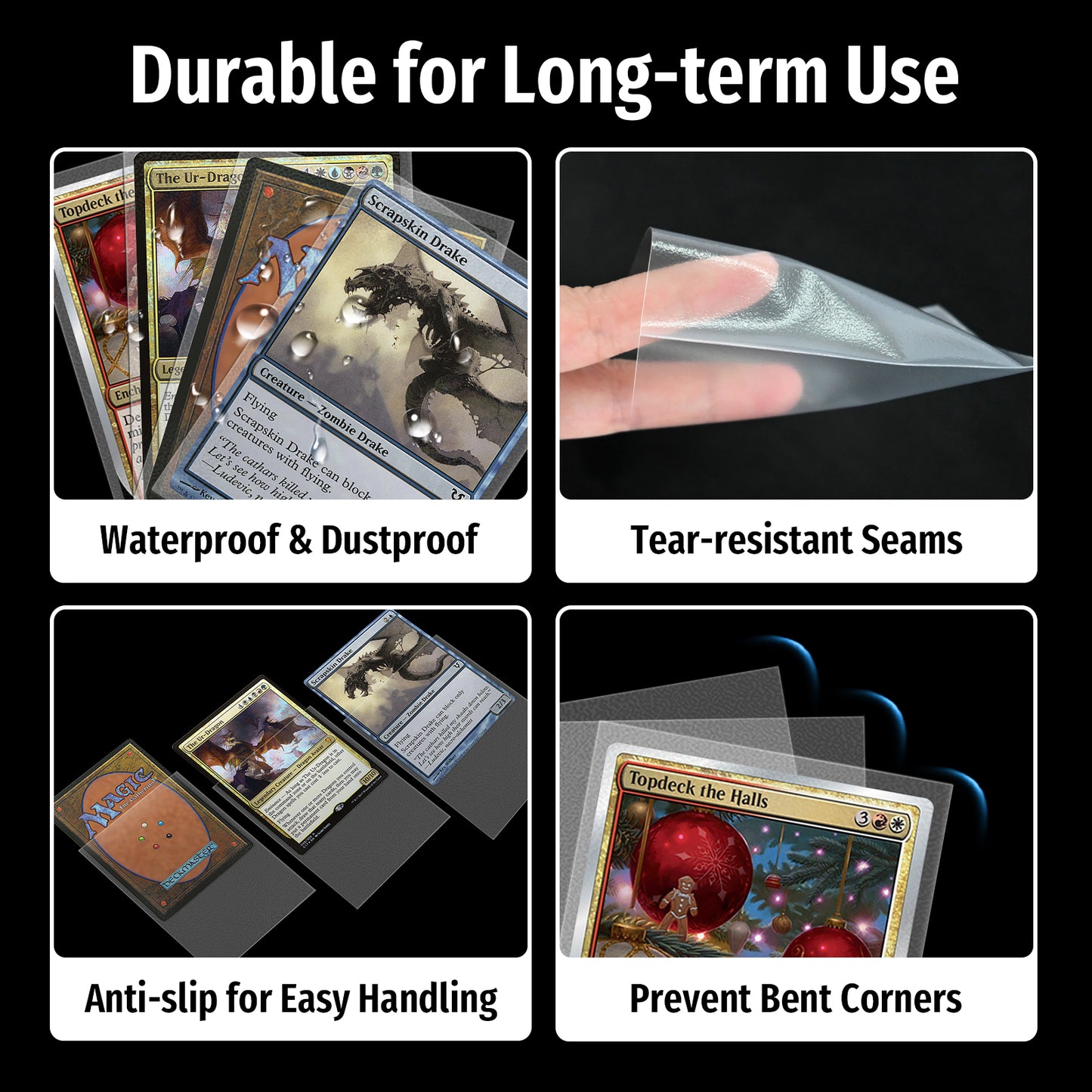 Foldermax 200 Sleeves/Clear Standard Size Board Game Trading Card Sleeves Deck Protector for MTG Baseball, Dropmix