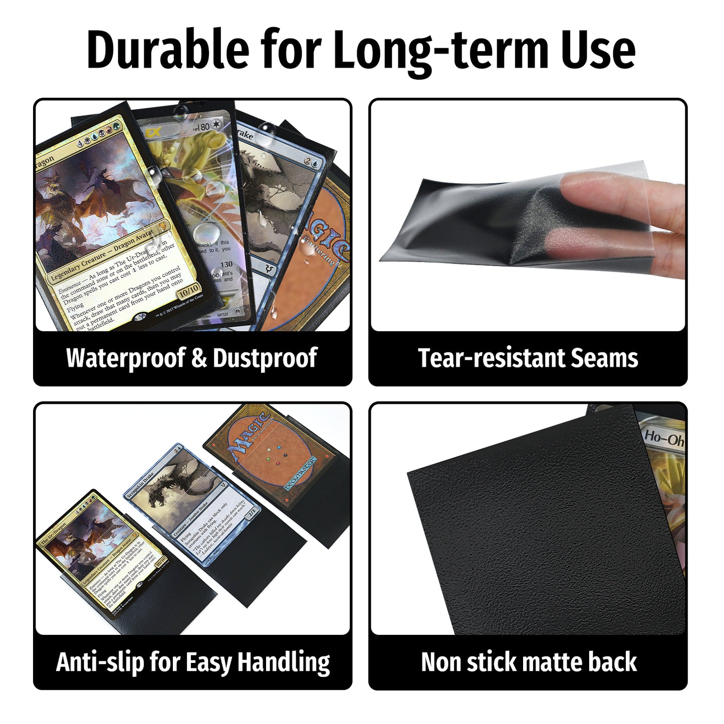 Foldermax 160 Sleeves/Black Standard Size Board Game Trading Card Sleeves Deck Protector for MTG Baseball, Dropmix