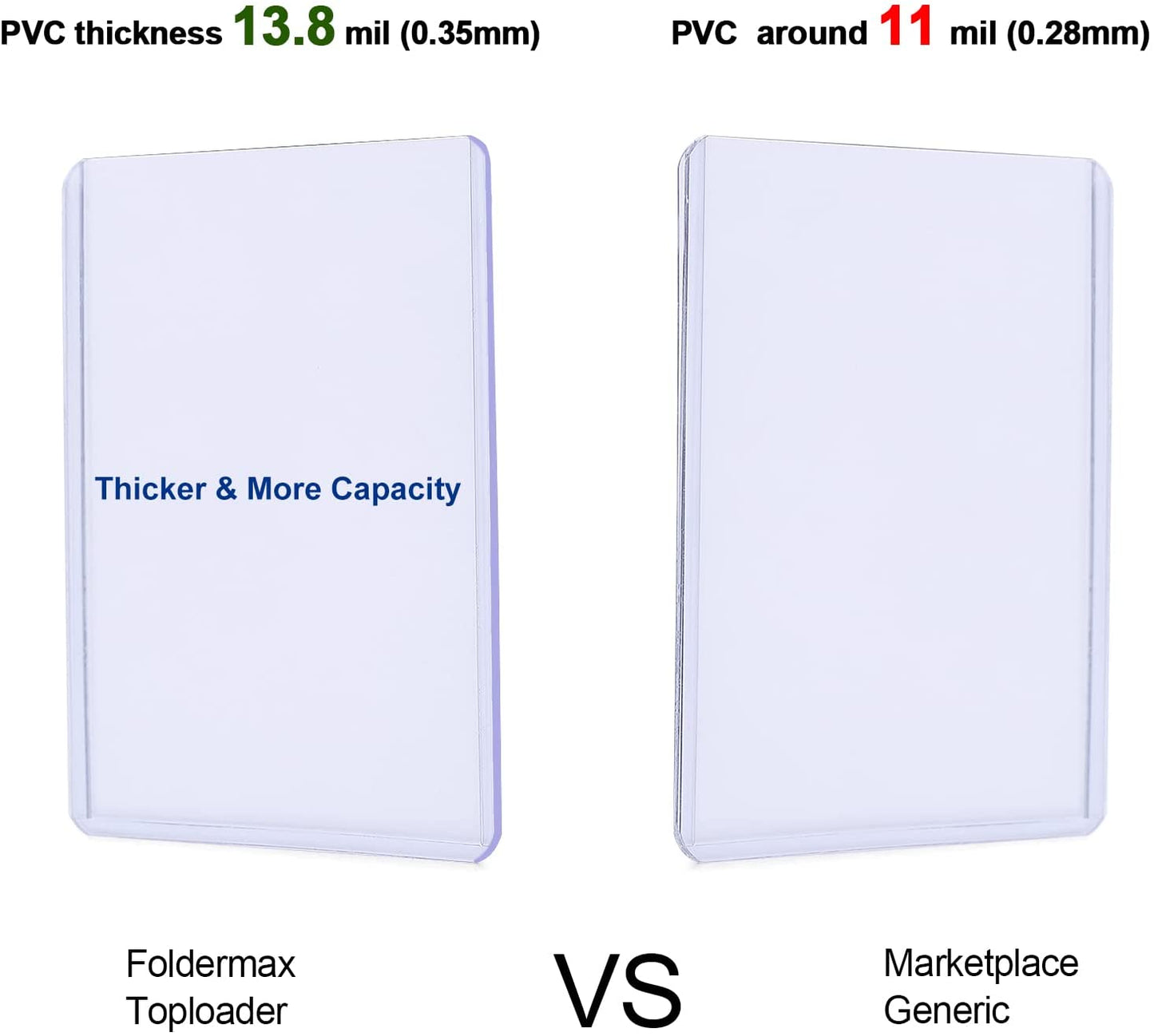 Foldermax 100 Top Loaders 3x4 Regular 35pt Toploader Card Holder and 100 Penny Sleeves Soft Card Protectors Bundle for Trading Cards ,Baseball Cards,Sports Cards, MTG