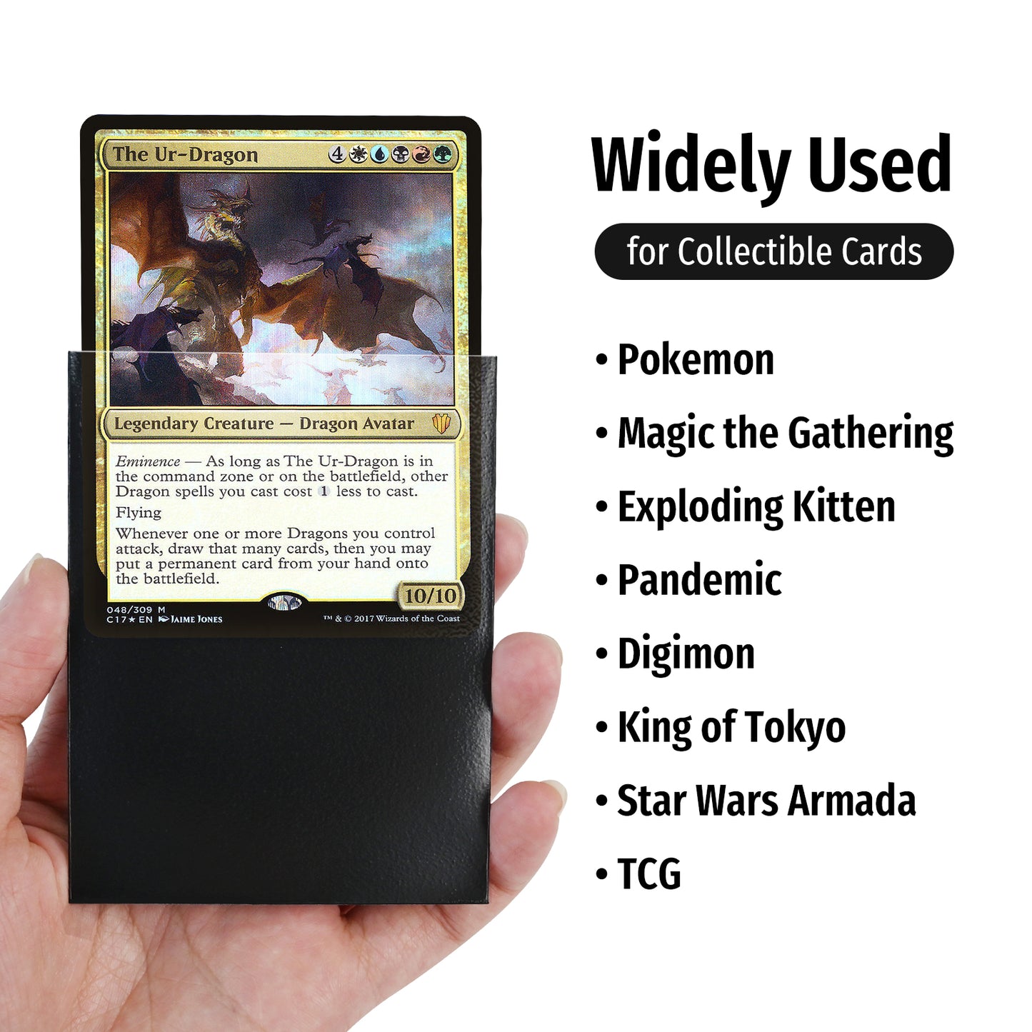 Foldermax 160 Sleeves/Black Standard Size Board Game Trading Card Sleeves Deck Protector for MTG Baseball, Dropmix