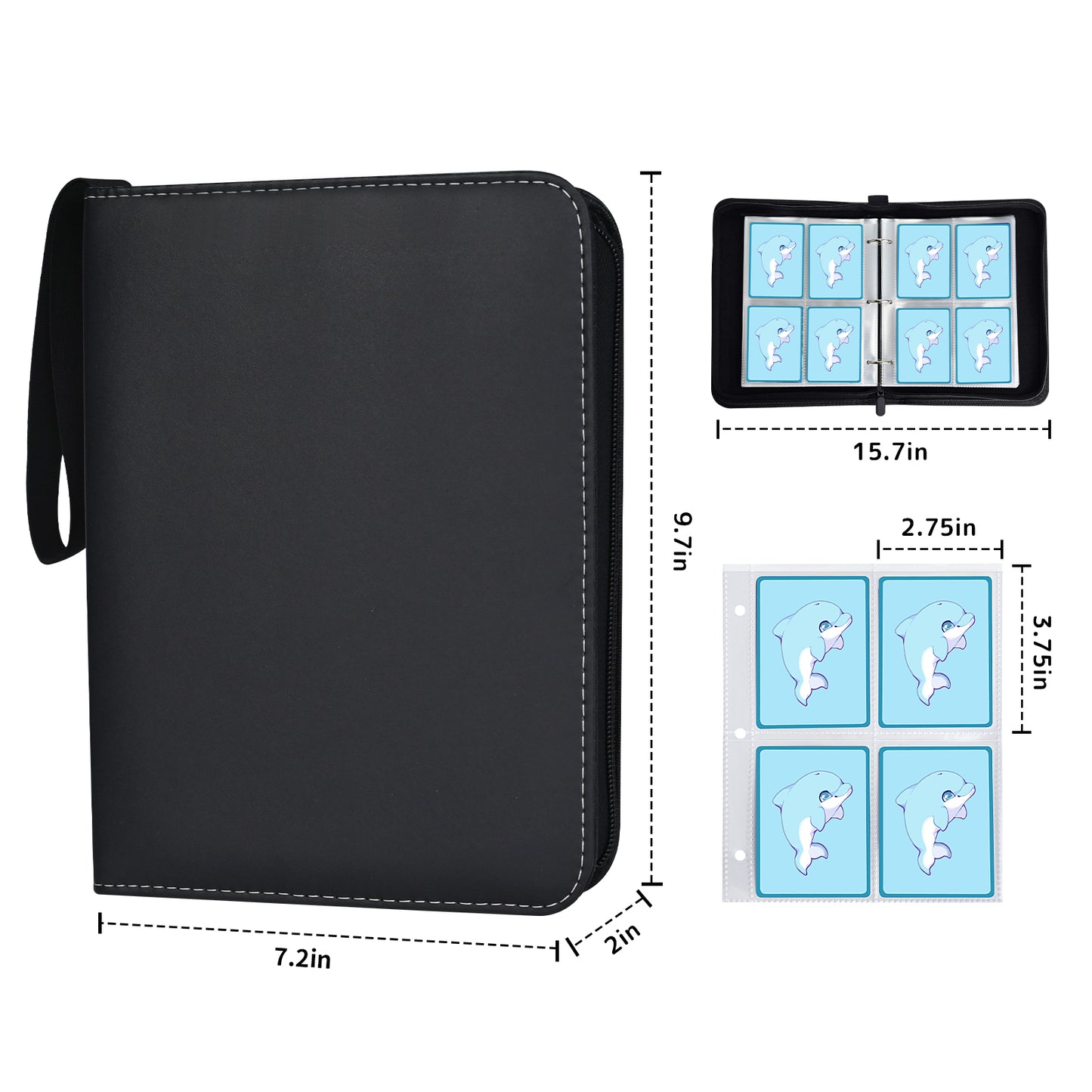 Card Binder for Pokemon Cards Binder 4-Pocket, 400 Cards Trading Card Games Collection Binder with 50 Removable Sleeves