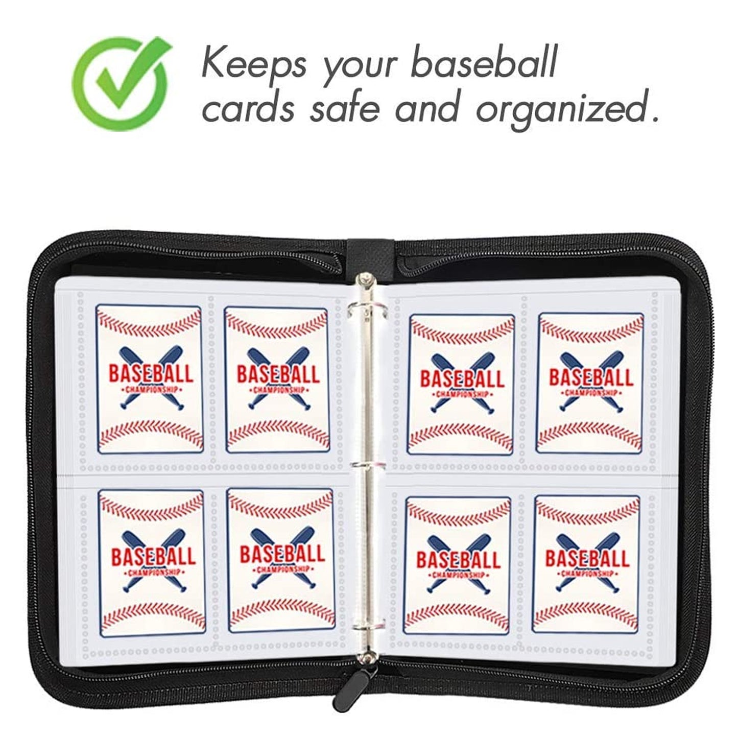 Baseball Card Binder Sleeves for Trading Cards, Baseball Card Sleeves Card Holder Protectors Set for Football Cards and Sports Cards (Holds Up to 400)