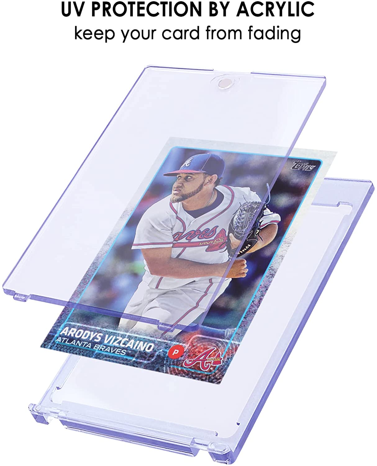 10 Count Magnetic Card Holder 35pt for Trading Cards, Baseball Card Protector Case Magnet Top Loaders with UV Protection Acrylic Screw Down Fit for TCG, MTG, Football, Sports Cards