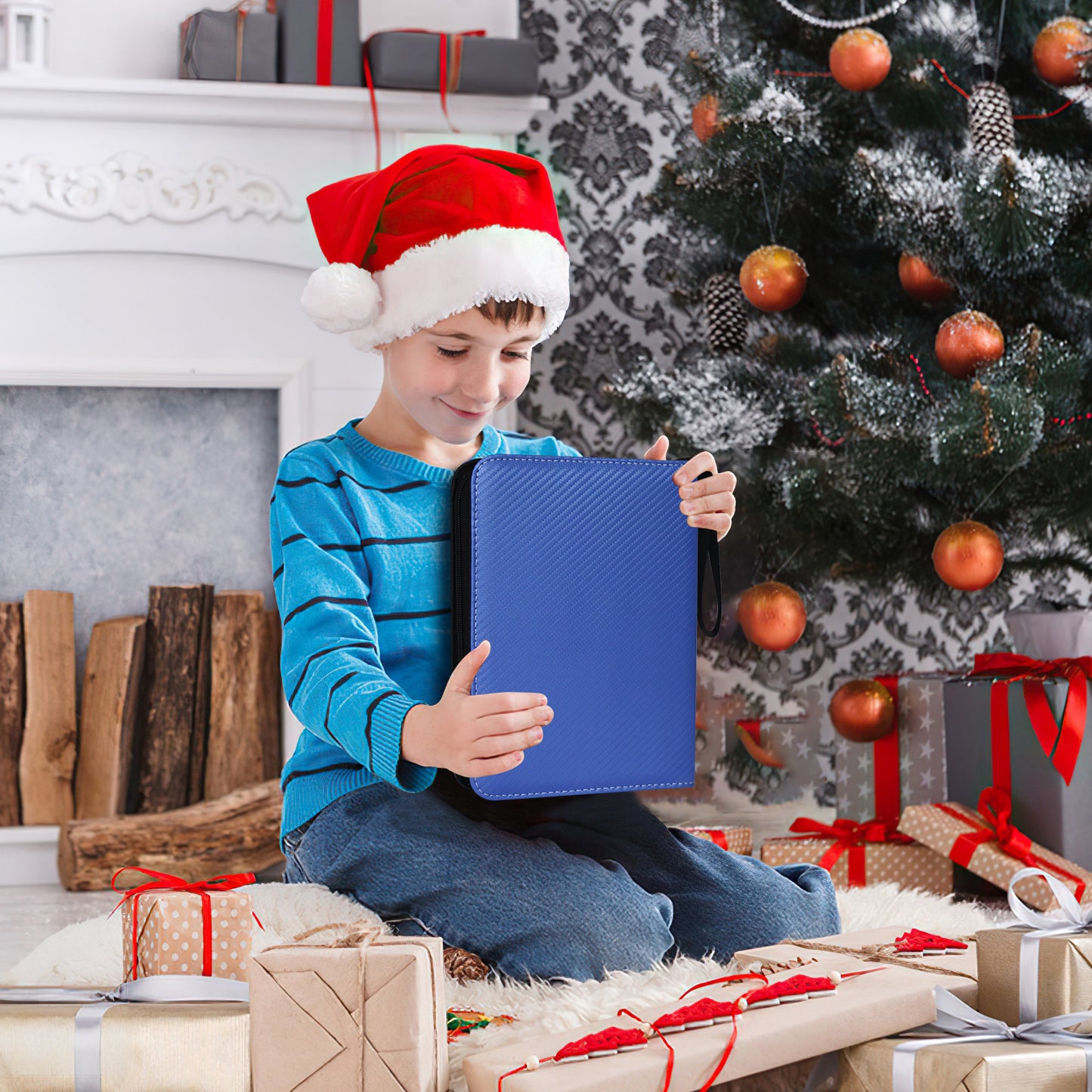 Card Binder 4-Pocket, 400 Pockets Card Holder with 50 Sleeves blue