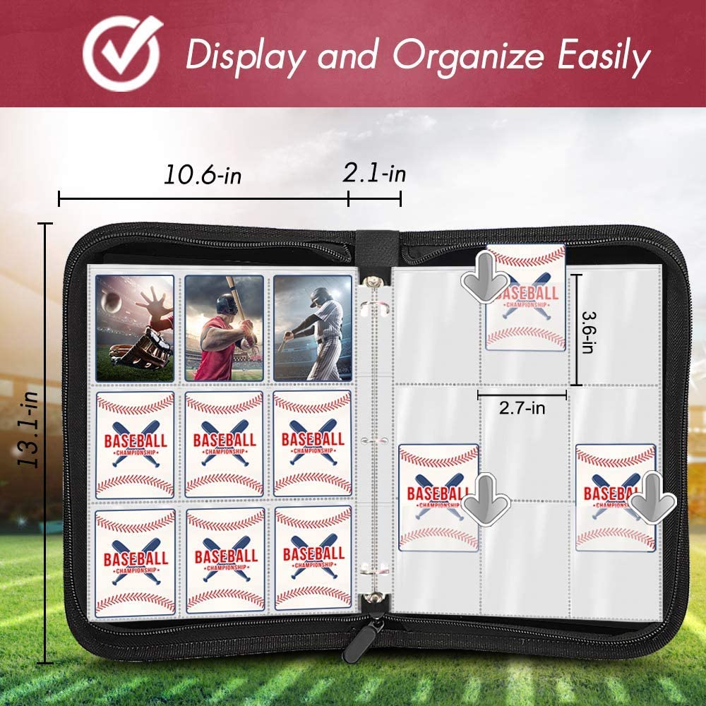 720 Pockets Baseball Card Sleeves Binder for Trading Card, Baseball Card Sleeves Card Holder Album Protectors Set Fit for Football Card, Baseball Card, Sport Card