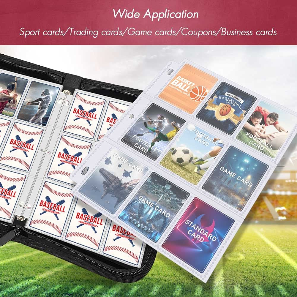 720 Pockets Baseball Card Sleeves Binder for Trading Card, Baseball Card Sleeves Card Holder Album Protectors Set Fit for Football Card, Baseball Card, Sport Card
