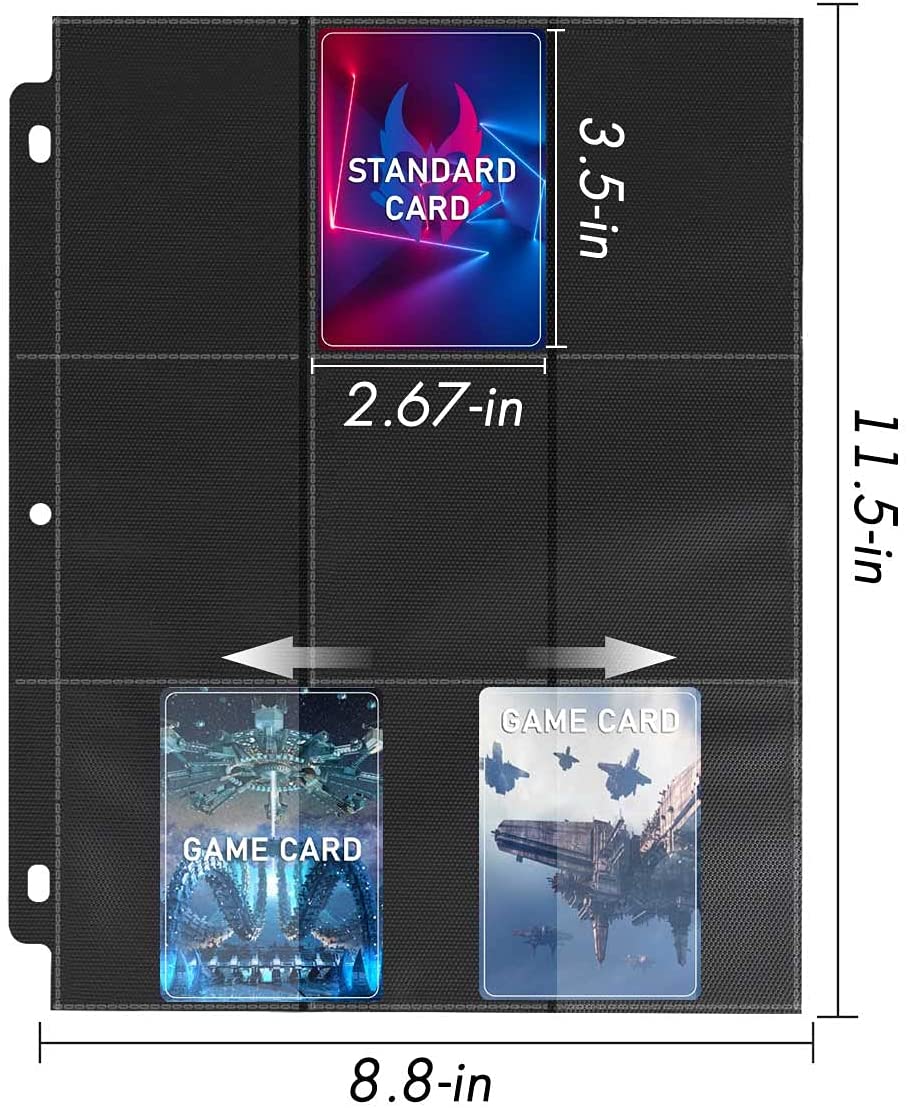 100 Pockets Trading Card Sleeves Binder, Baseball Card Binder Sleeves fit for MTG, Yugioh Cards, Standard Size Sports Card, 3 Ring Binder Card Holder Protector