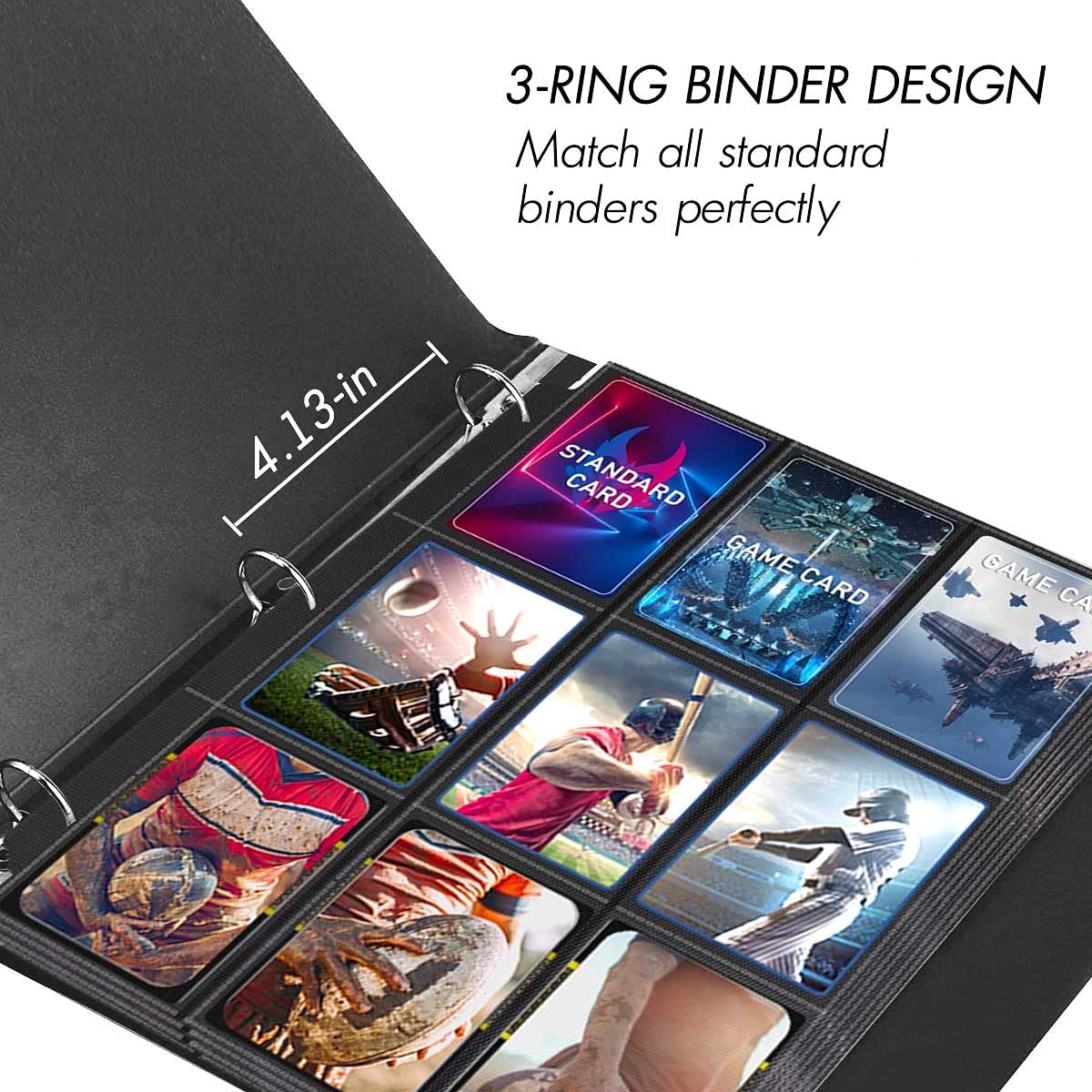 100 Pockets Trading Card Sleeves Binder, Baseball Card Binder Sleeves fit for MTG, Yugioh Cards, Standard Size Sports Card, 3 Ring Binder Card Holder Protector