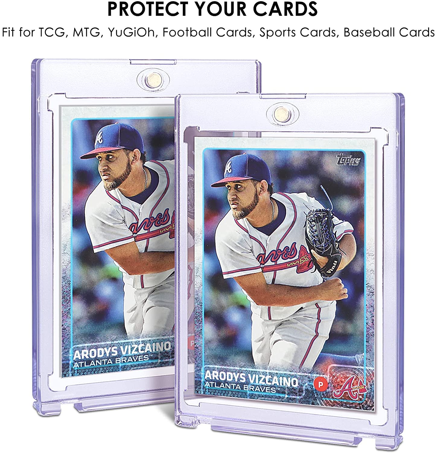 6 ct Magnetic Card Holder Case for Trading Card - 35pt Magnet Top Loaders Baseball Card Holder with UV Protection Acrylic Screwdown Card Protectors Fit for MTG, Football, Sports Cards