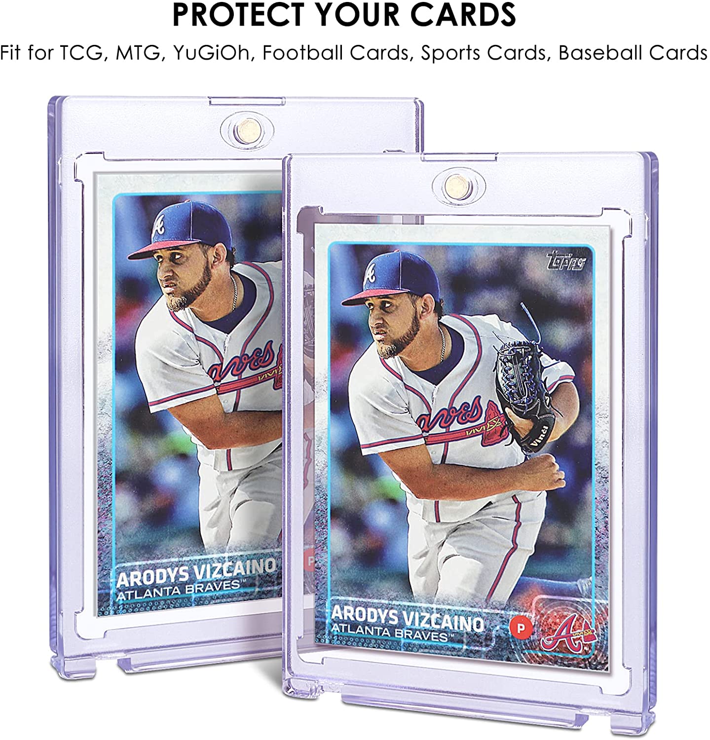 10 Count Magnetic Card Holder 35pt for Trading Cards, Baseball Card Protector Case Magnet Top Loaders with UV Protection Acrylic Screw Down Fit for TCG, MTG, Football, Sports Cards