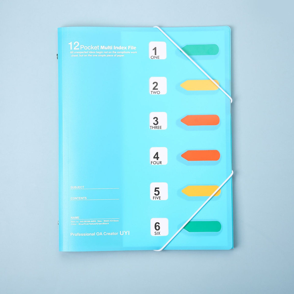 File Folder Collections 12 Clear Pocket Expanding File Folder with 6 Colored Tabs, Letter Size ...