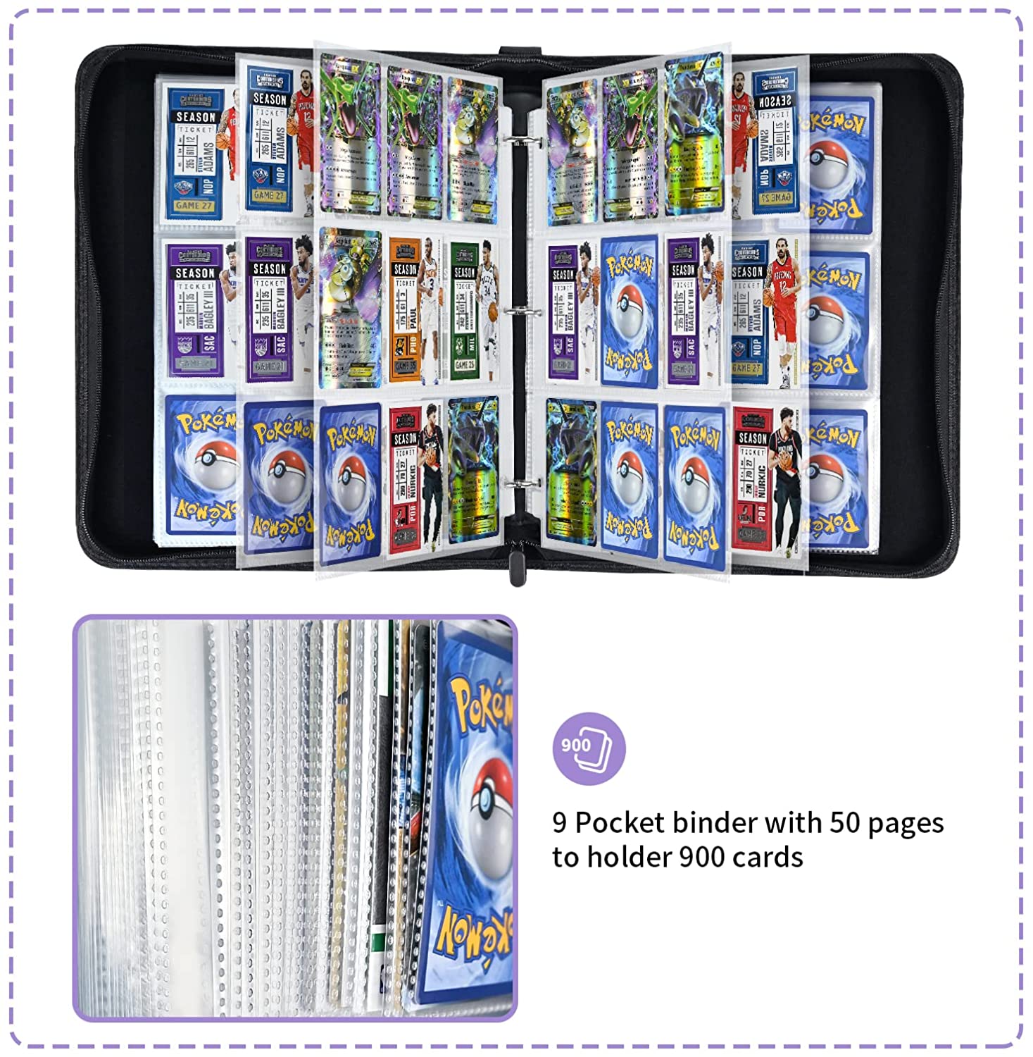 Foldermax Card Binder for Pokemon Cards Binder 9-Pocket, 900 Cards Tra Card collections store Foldermax Card Binder for Pokemon Cards Binder 9-Pocket, 900 Cards Tra Card collections store