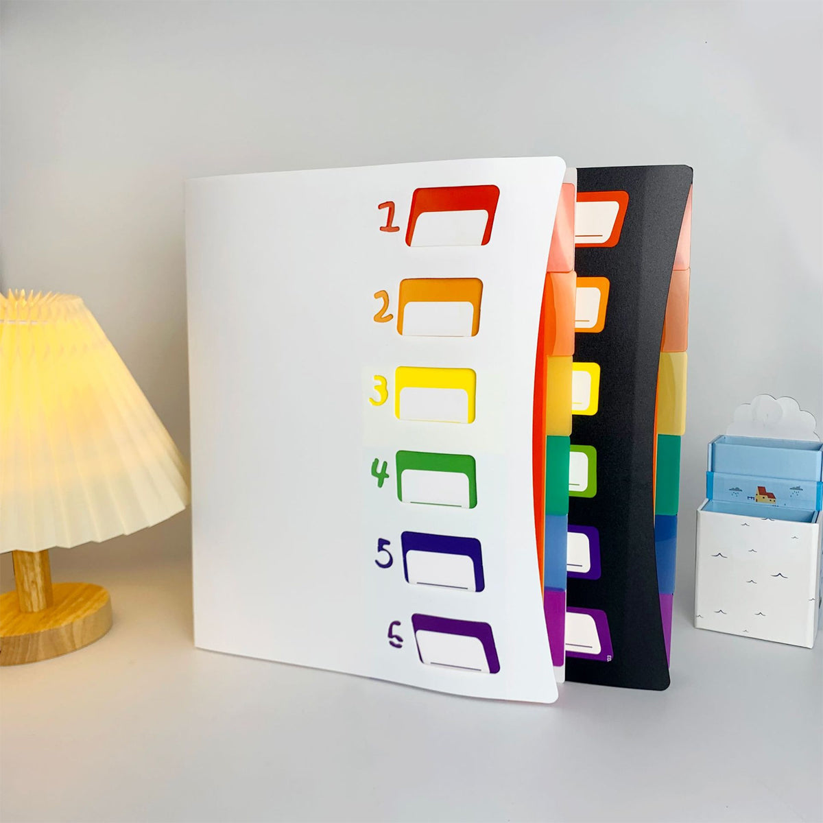 6 Pocket Expanding File Folder, File Organizer, Letter Size Hold 80 Sheets, Plastic Rainbow Lining, Colored Filing Folder Designed for Home, Office, School