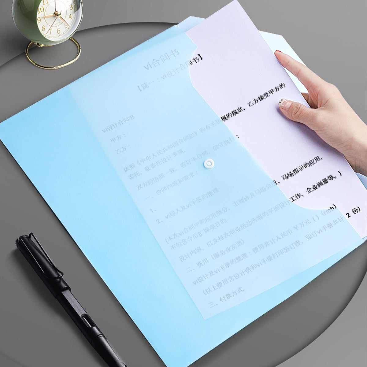 20pcs Plastic Envelopes,Poly Envelopes with Snap Button Closure,Clear Document Folders Letter A4 Size File Envelopes,Plastic File Folders for School Home Work Office Organization