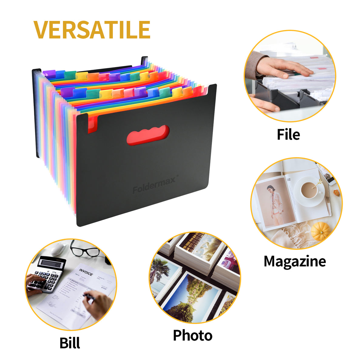 File Folder Collections Foldermax 24 Pockets Expanding File Folder,Accordian File Organizer wi ...