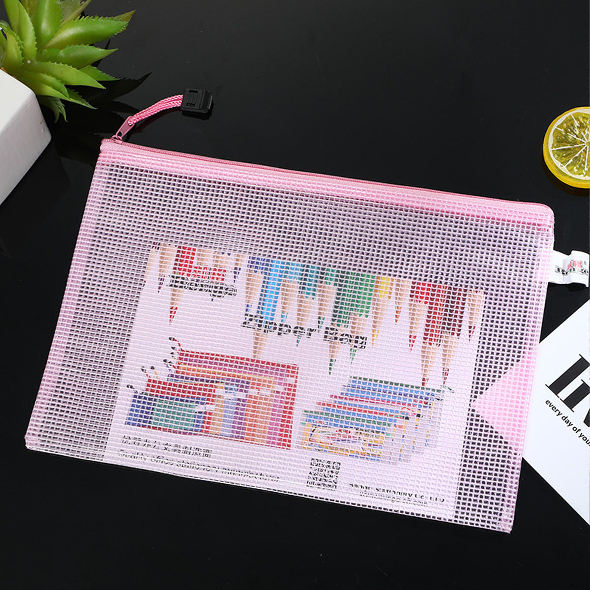 5pcs Mesh Zipper Pouch Bags, Zipper Bags for Organizing, A4 Zipper Bags for Classroom Organization and Storage, Board Game Storage,Puzzle Bags