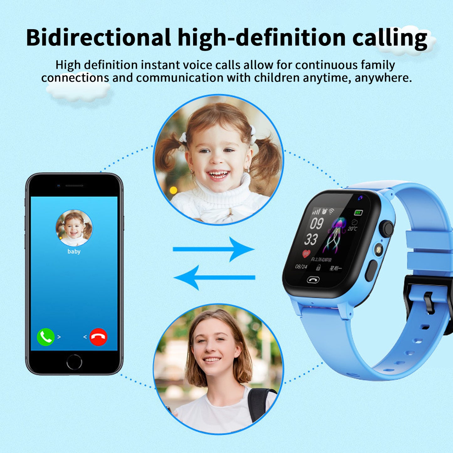 1.44" Smart Watch for Boys Girls Smartwatch for Kids with Dual Camera  Video Children Touch Screen 4-12 Years Girls Boys Gifts