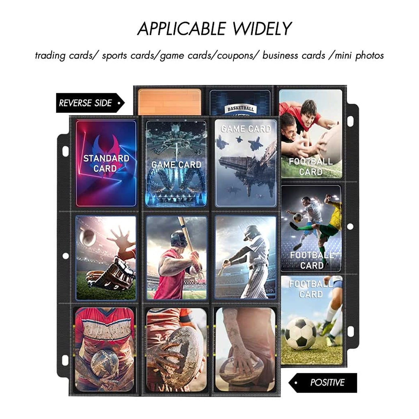 50 Pockets Trading Card Sleeves Binder, Baseball Card Binder Sleeves fit for MTG, Yugioh Cards, Standard Size Sports Card, 3 Ring Binder Card Holder Protector