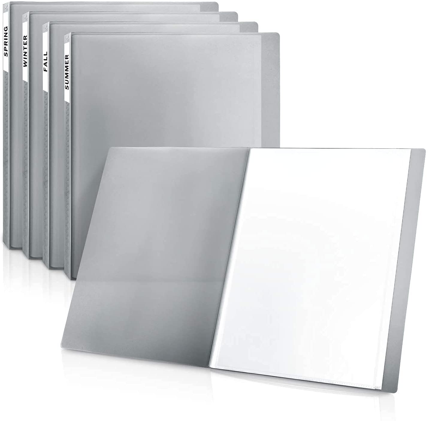 Presentation Books with Bright Colors - (Assorted, 4-Pack) Colorful Translucent Poly Folders with Plastic Sleeves, 24 Pockets Display 48 Pages, Durable Portfolio Books Include Labels