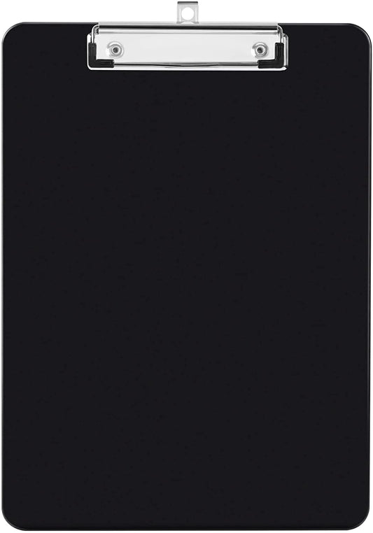 Deli Plastic Clipboard, Clip Board with Low Profile Clip, Standard A4 Letter Size Clipboards for Nurses, Students, Office and Women, Black, 2 Pack