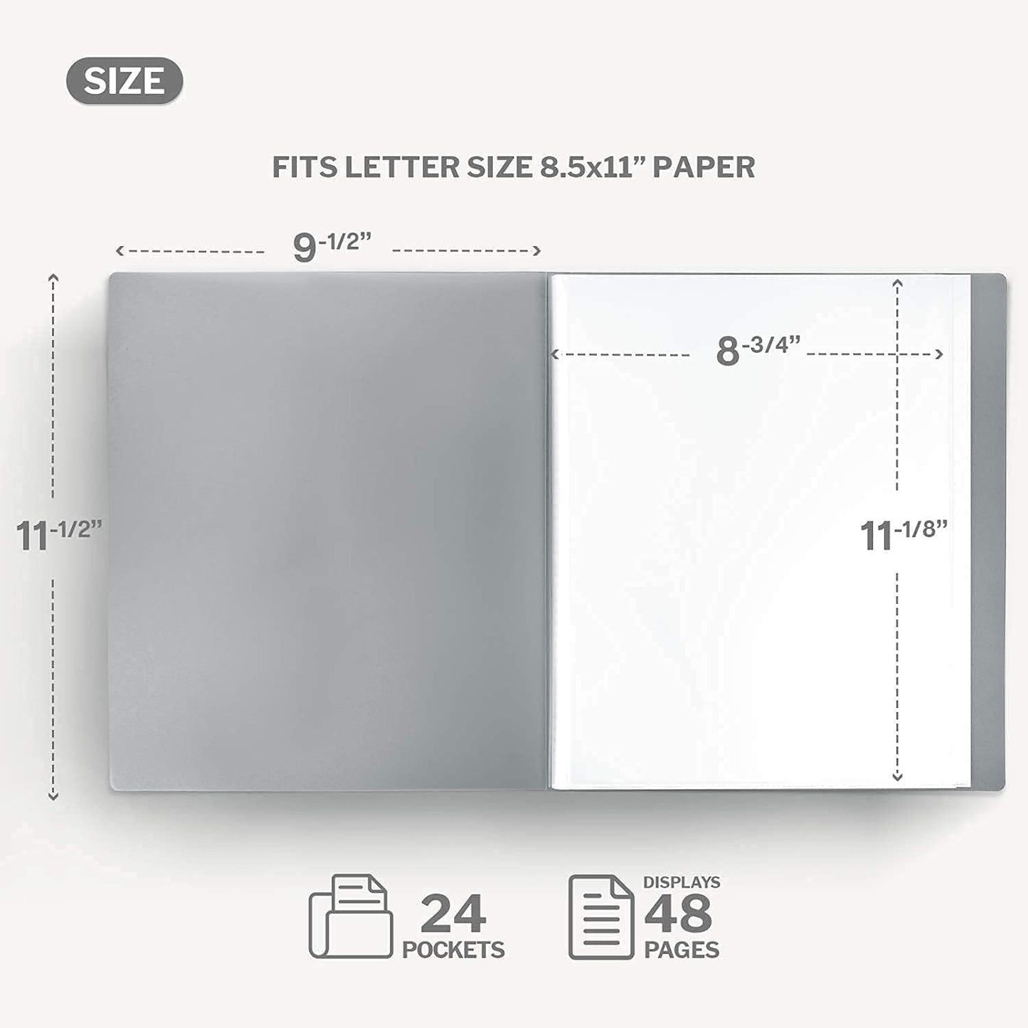 Presentation Books with Bright Colors - (Assorted, 4-Pack) Colorful Translucent Poly Folders with Plastic Sleeves, 24 Pockets Display 48 Pages, Durable Portfolio Books Include Labels