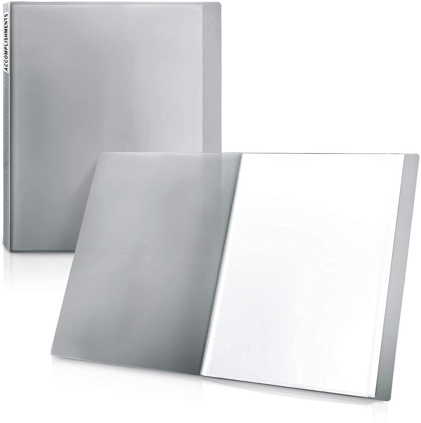 Presentation Books with Bright Colors - (Assorted, 4-Pack) Colorful Translucent Poly Folders with Plastic Sleeves, 24 Pockets Display 48 Pages, Durable Portfolio Books Include Labels