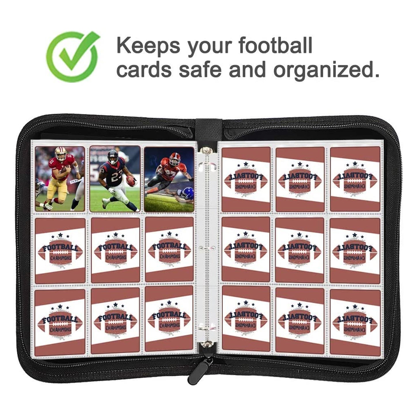 9-Pocket Football Card Binder, Trading Card Holder with Sleeves Card Collectors Album Hold Up to 720 Cards, Fit for Football Cards Baseball Cards Sport Trading Cards