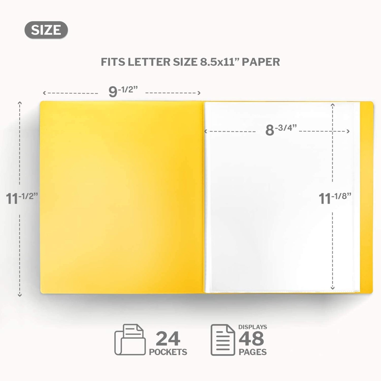 Presentation Books with Bright Colors - (Assorted, 4-Pack) Colorful Translucent Poly Folders with Plastic Sleeves, 24 Pockets Display 48 Pages, Durable Portfolio Books Include Labels