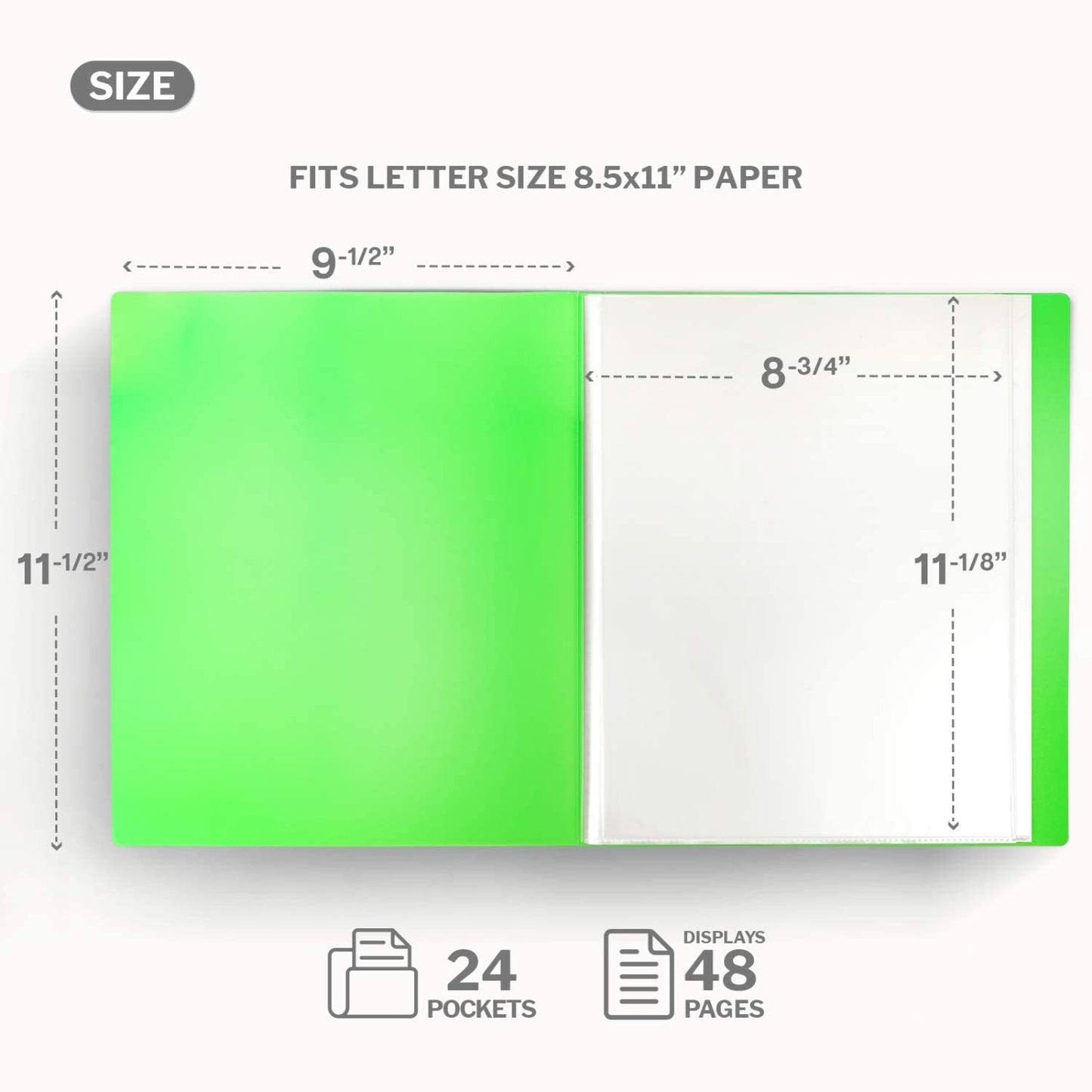 Presentation Books with Bright Colors - (Assorted, 4-Pack) Colorful Translucent Poly Folders with Plastic Sleeves, 24 Pockets Display 48 Pages, Durable Portfolio Books Include Labels