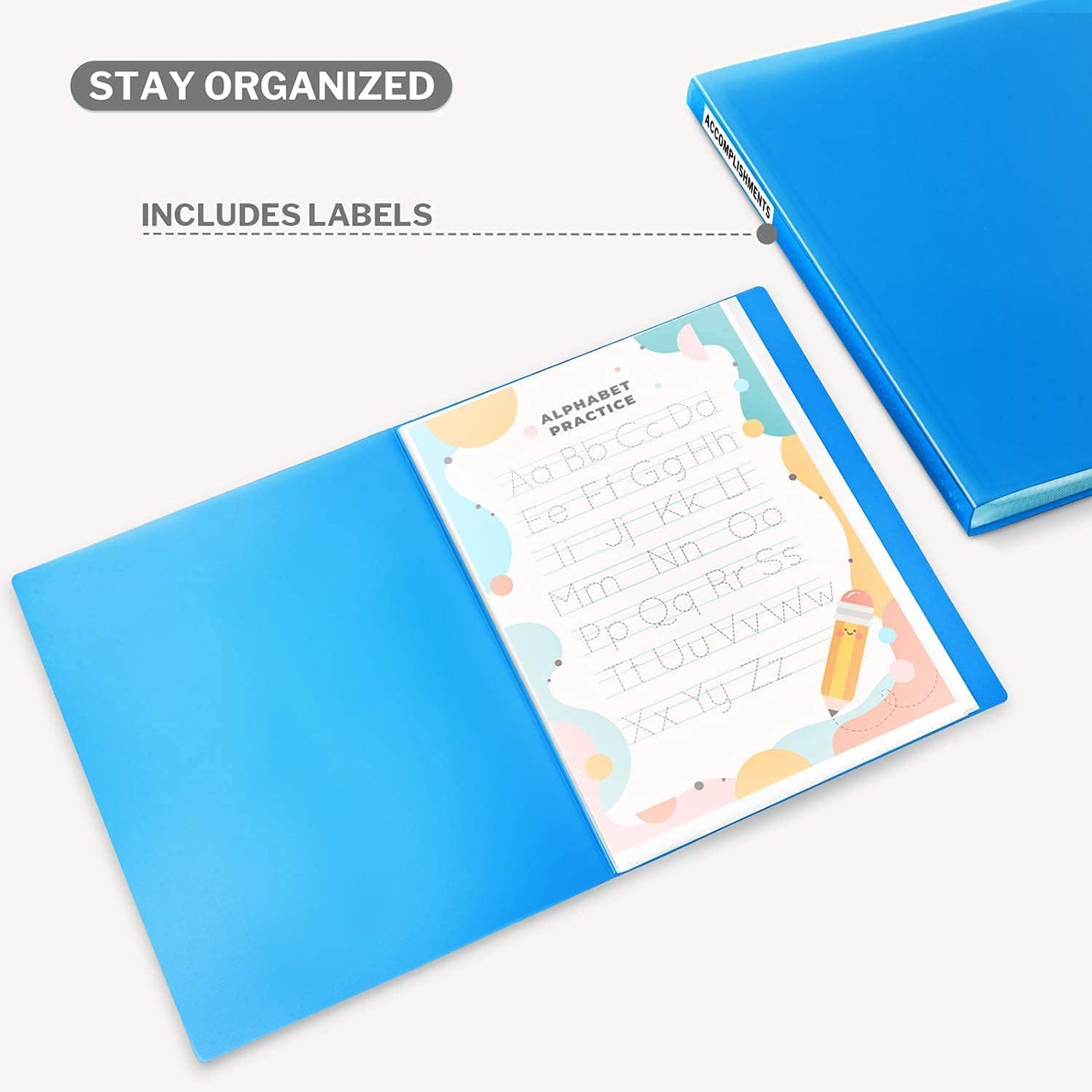 Presentation Books with Bright Colors - (Assorted, 4-Pack) Colorful Translucent Poly Folders with Plastic Sleeves, 24 Pockets Display 48 Pages, Durable Portfolio Books Include Labels