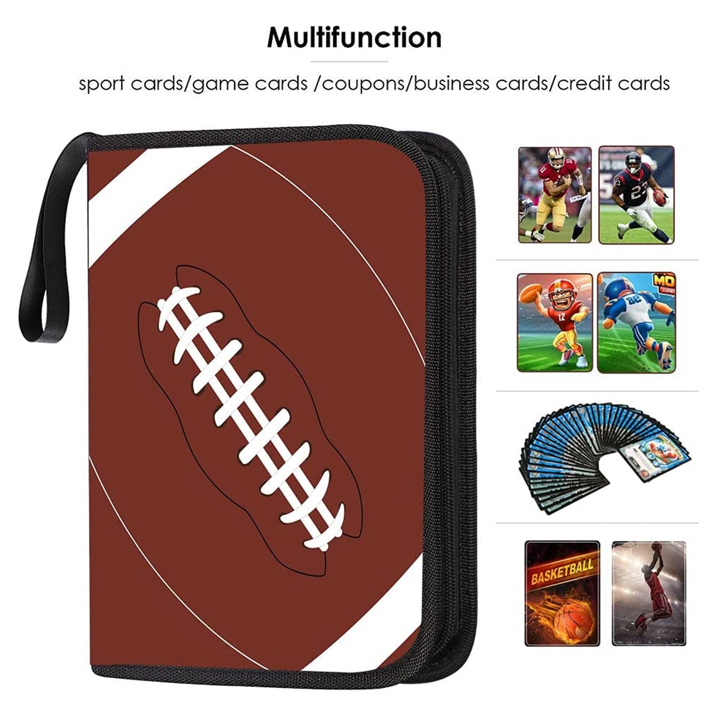 9-Pocket Football Card Binder, Trading Card Holder with Sleeves Card Collectors Album Hold Up to 720 Cards, Fit for Football Cards Baseball Cards Sport Trading Cards