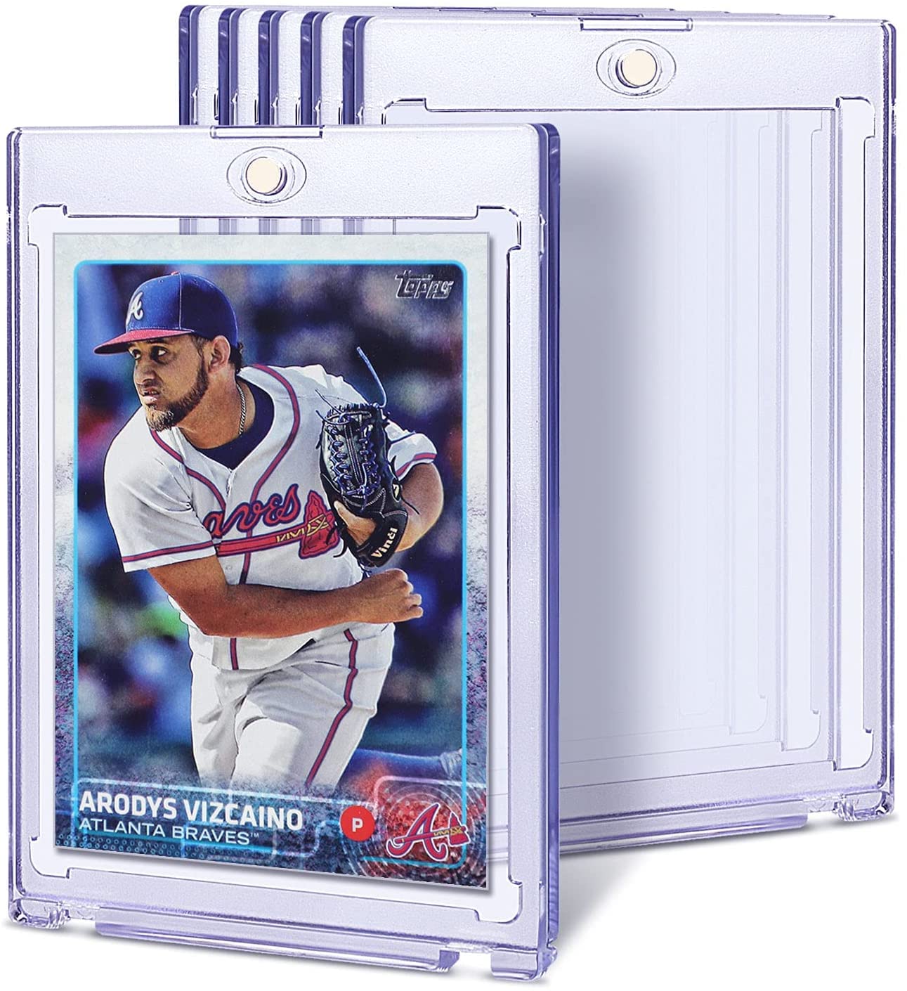 6 ct Magnetic Card Holder Case for Trading Card - 35pt Magnet Top Loaders Baseball Card Holder with UV Protection Acrylic Screwdown Card Protectors Fit for MTG, Football, Sports Cards