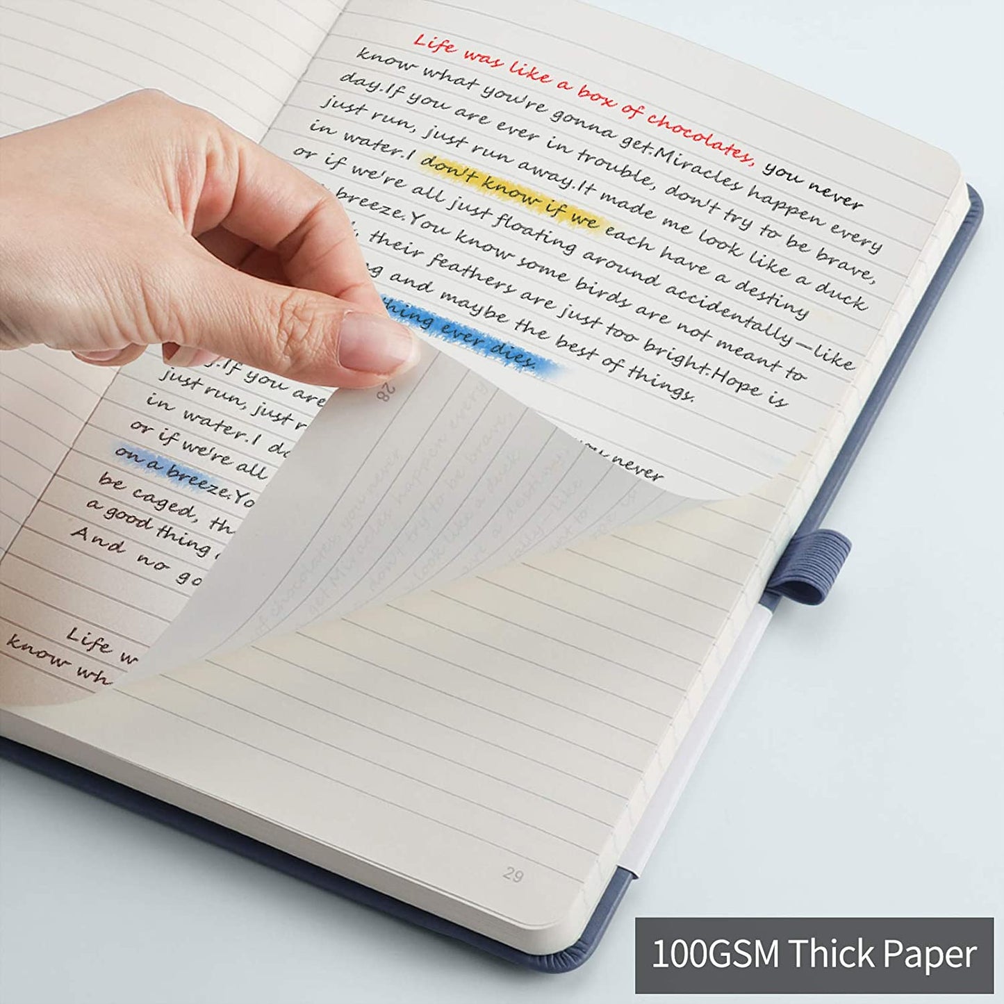Lined Journal Notebook Hardcover 2 Pack - A5 College Ruled Writing Notebook with 376 Numbered Pages,100gsm Thick Paper 5.75'' × 8.38''