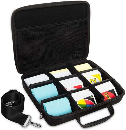Gonioa Extra Large Hard Game Card Case for 2200-2500 Cards, Playing Card Game Holder & Organizer with Shoulder Strap, Storage Box Case Fits Main Game and All Expansions